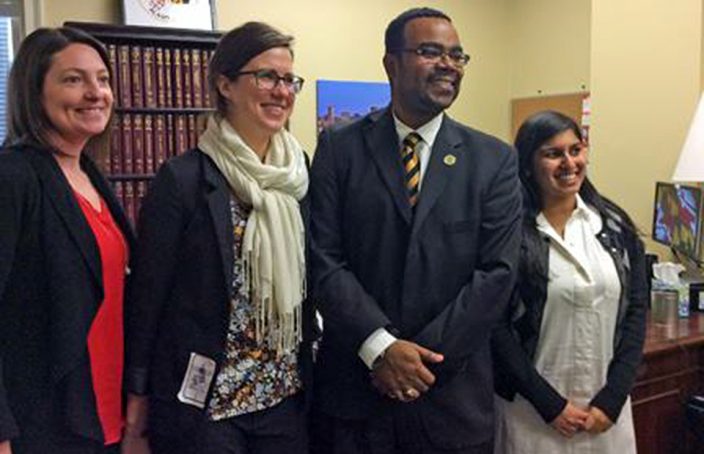 Dr. Heather Congdon (left) pictured with her team members and one of Maryland's representatives during IPE Advocacy Day