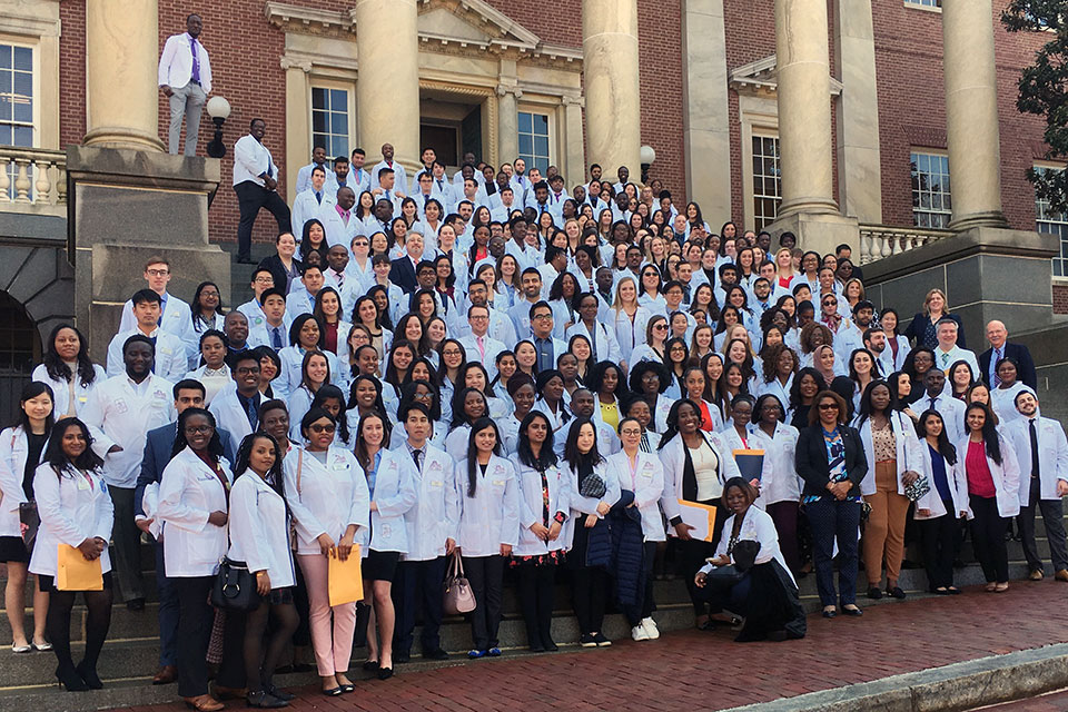 Student Pharmacists Gather on the Steps of the State Capitol Building for Photo