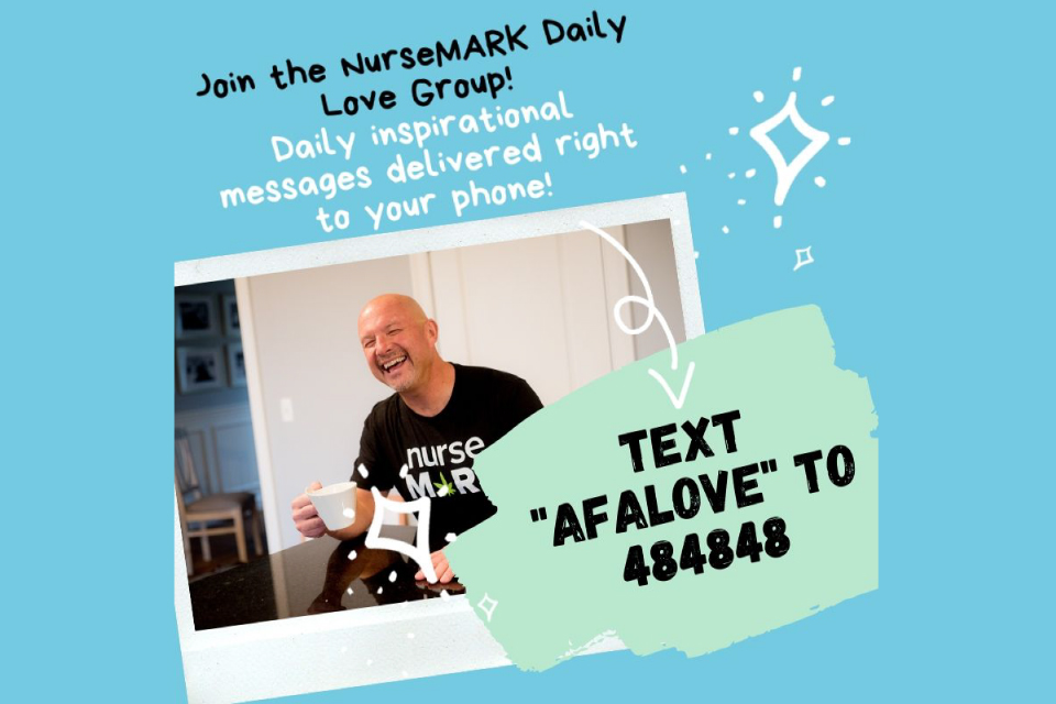 Promotional image for Mark Worster's "Daily Love" text service with the words "Text AFALOVE to 484848."