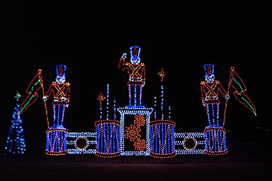 Toy soldiers showcased at the Winterfest Christmas lights display in Ocean City, Md.